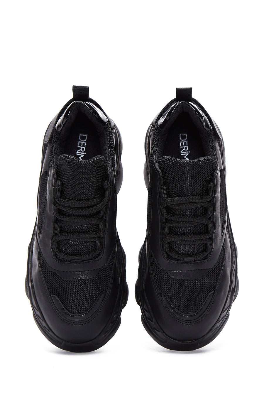 Kadın Siyah Kalın Tabanlı Bağcıklı Sneaker