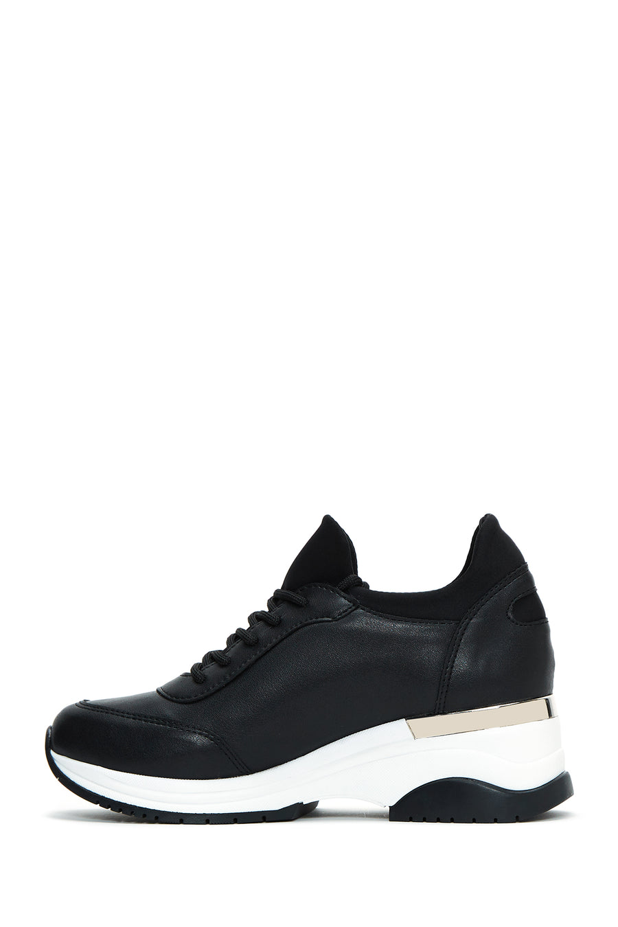 Kadın Siyah Bağcıklı Dolgu Topuklu Sneaker