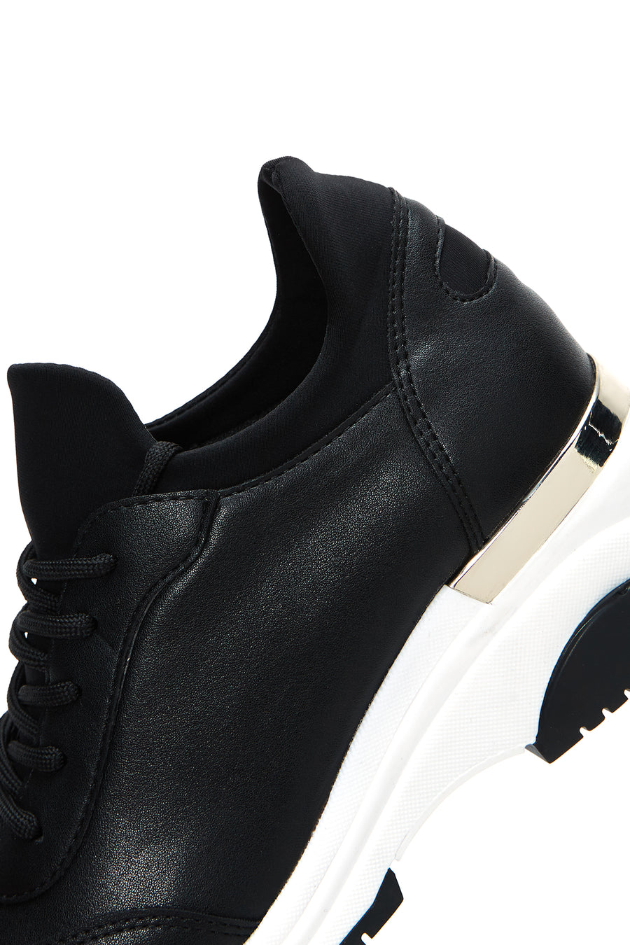 Kadın Siyah Bağcıklı Dolgu Topuklu Sneaker