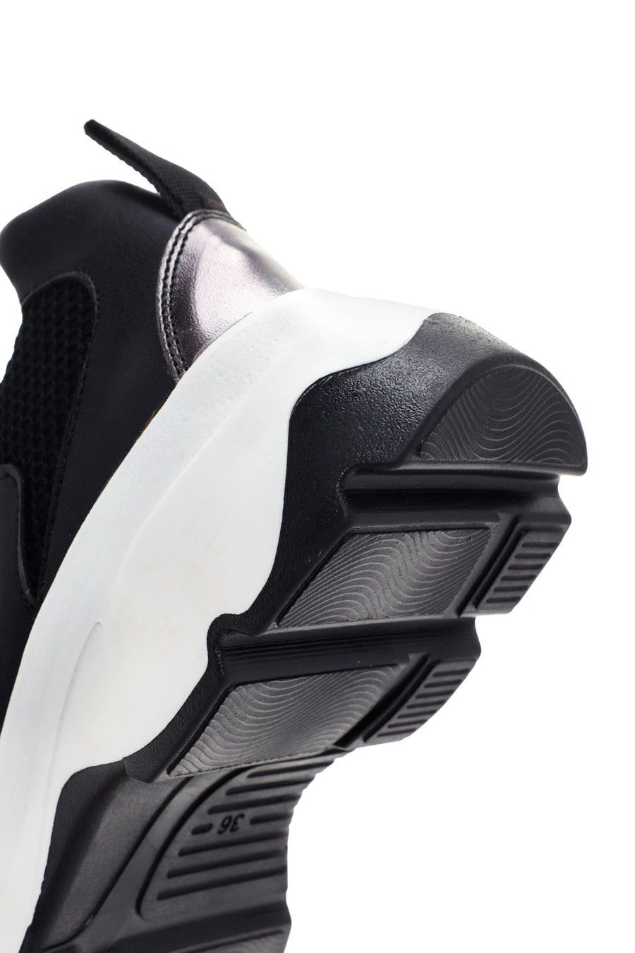 Kadın Siyah Kalın Tabanlı Bağcıklı Sneaker