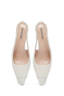 Women's Cream Slingback Thin Heel Leather Shoes | Derimod
