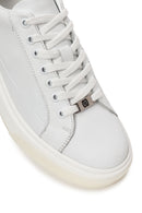 Male White Lace-Up Thick-Soled Leather Sneaker | Derimod