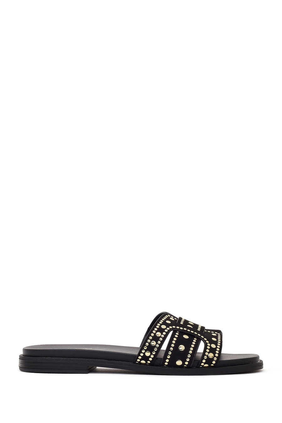 Women's Black Studded Suede Slippers 26SFE480710 | Derimod