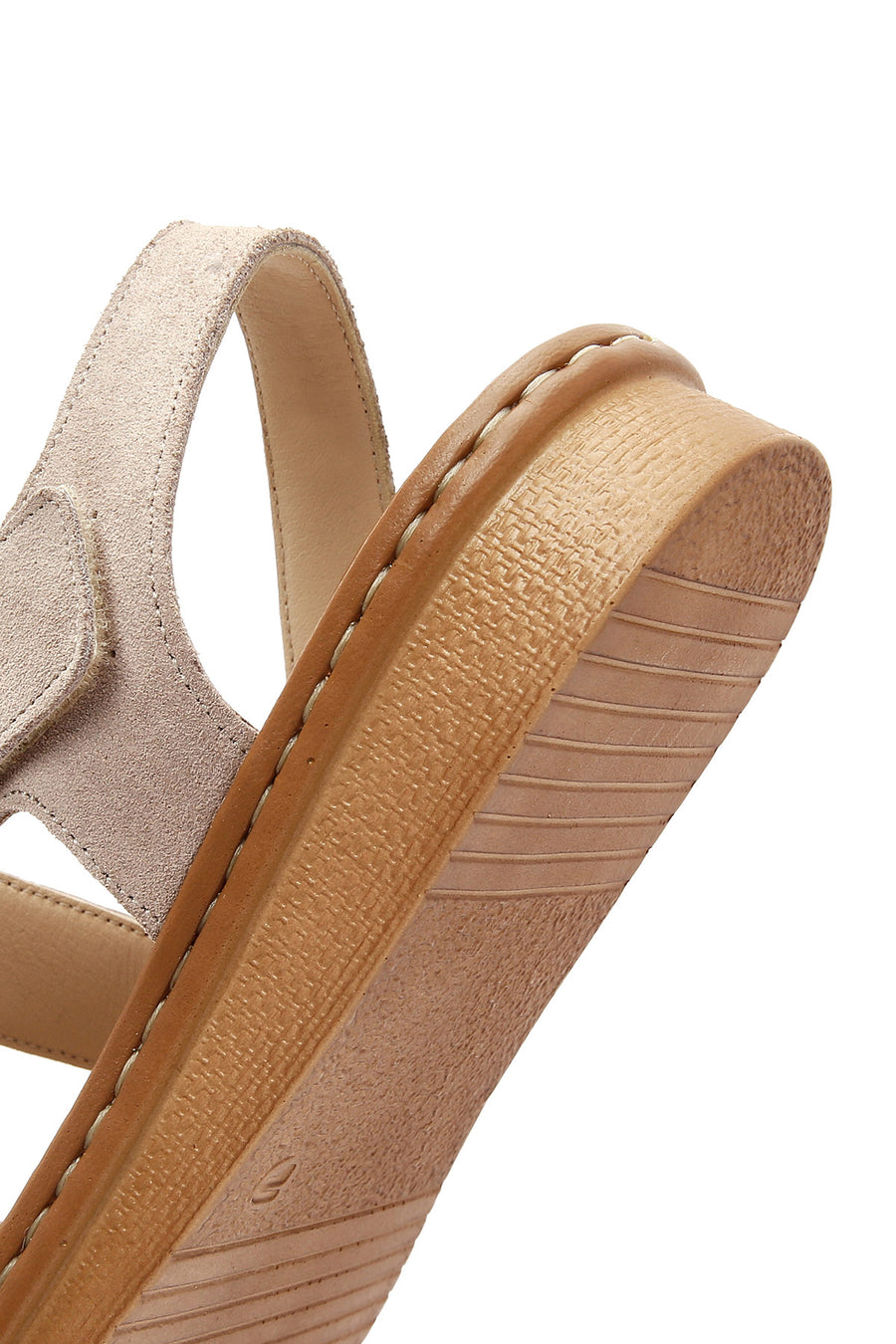 Kadın Bej Süet Deri Comfort Sandalet