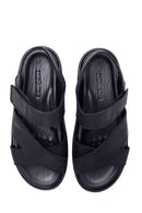 Men's Black Nubuck Leather Sandals | Derimod