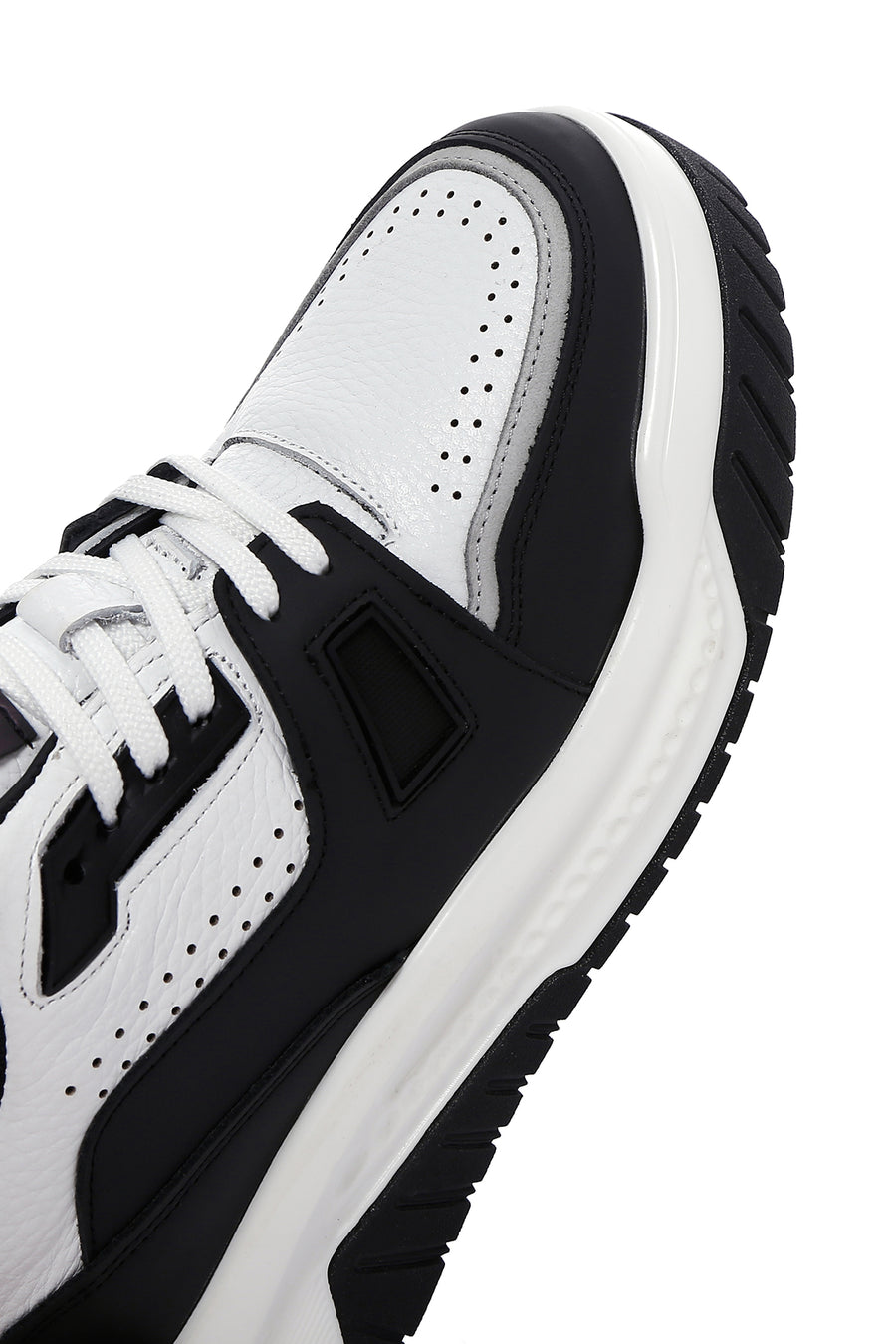 Erkek Beyaz Deri Kalın Tabanlı Sneaker