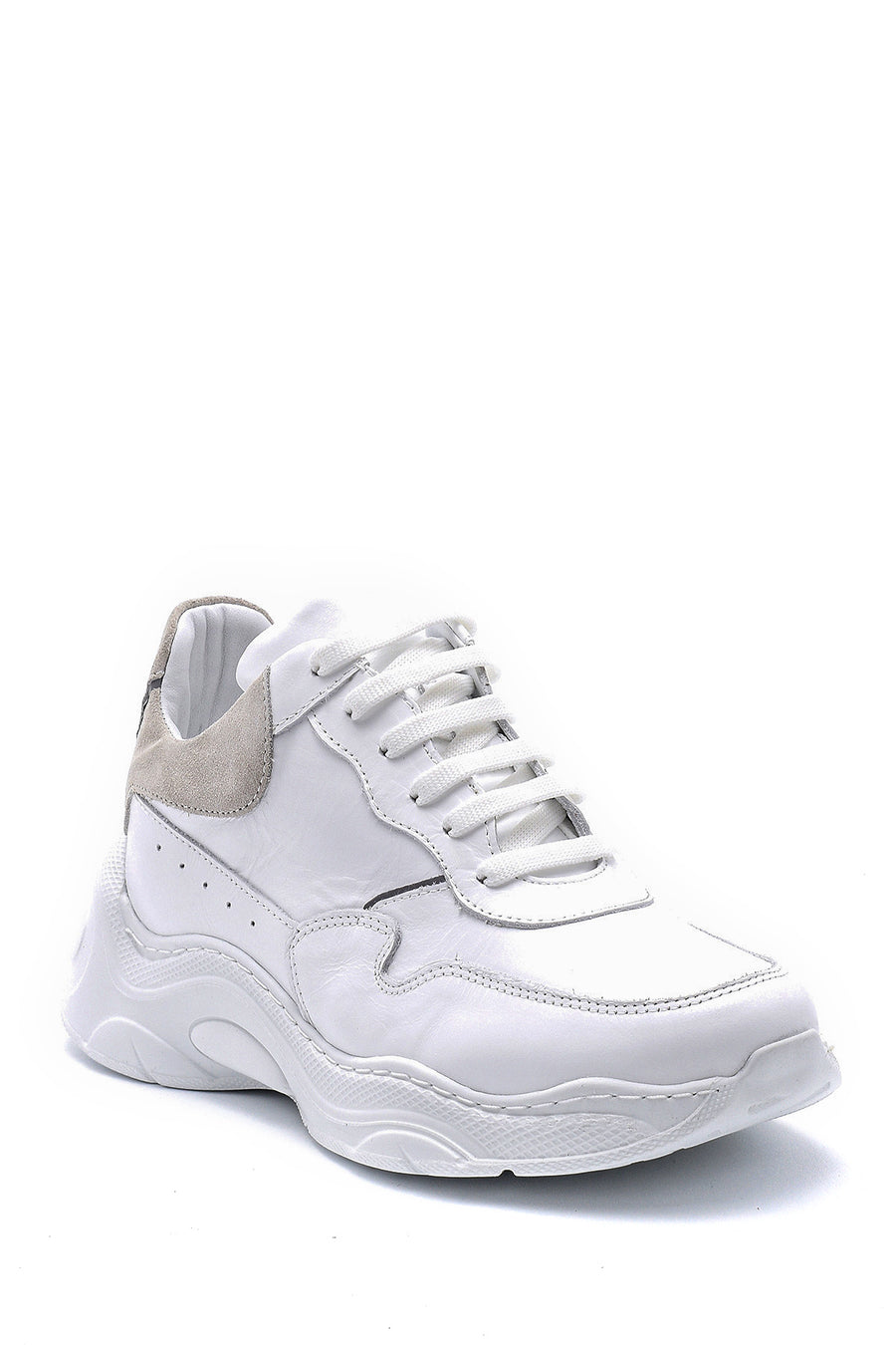Women's Leather High-Sole Sneaker
