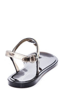 Women's Black Transparent Stone Flip Flops Sandals | Derimod