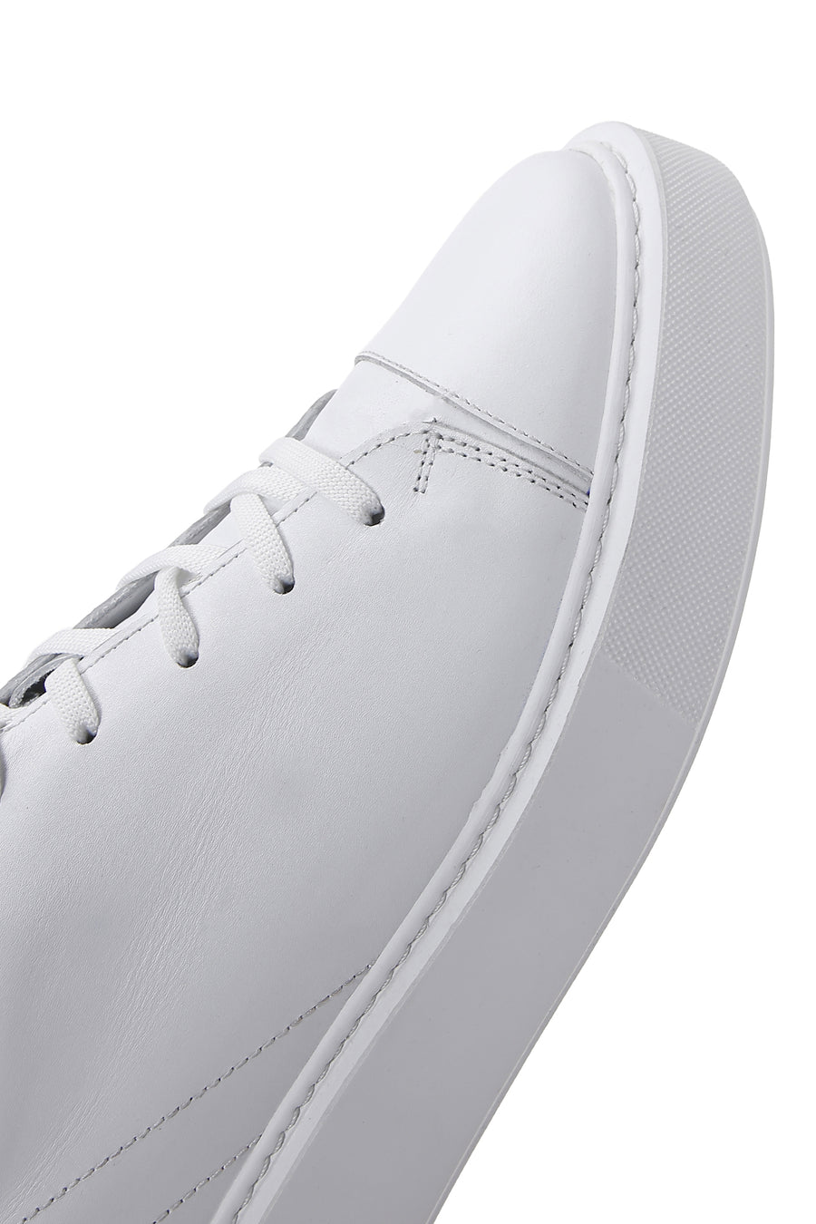 Erkek Beyaz Deri Kalın Tabanlı Sneaker