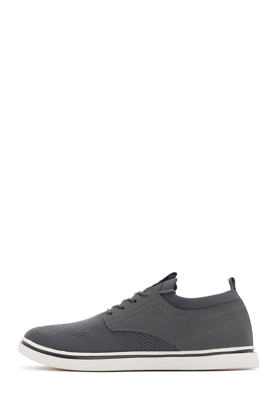 Men's Grey Lace-Up Fabric Sneakers