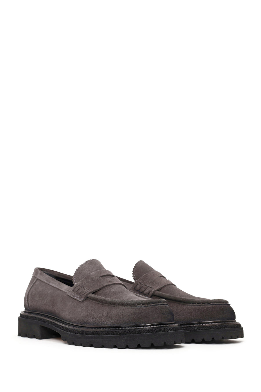 Male Gray Suede Loafers