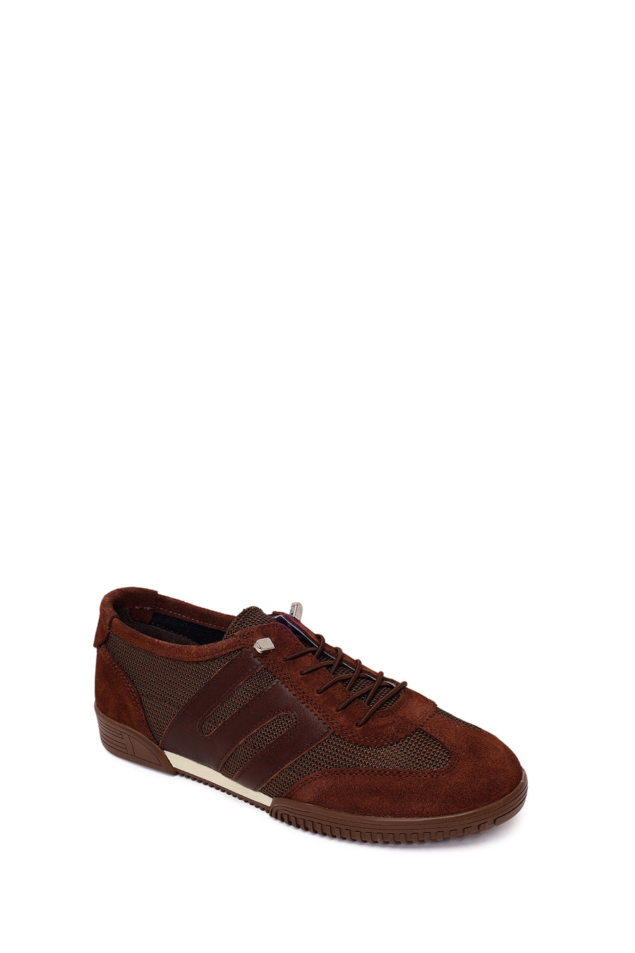 Woman Brown Lace-Up Leather Sneaker