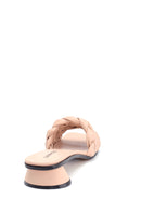 Women's Knitted Detailed Heeled Leather Slippers | Derimod