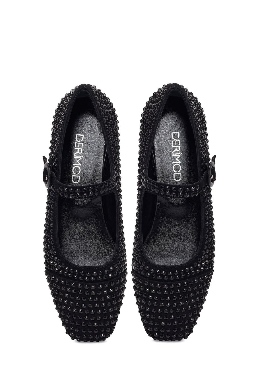 Women's Black Stone Leather Ballerinas