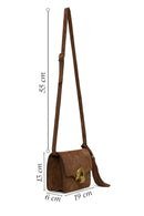 Woman Tan Long-Strap Suede Crossbody Bag | Derimod