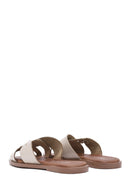 Women's Cream Leather Slippers | Derimod