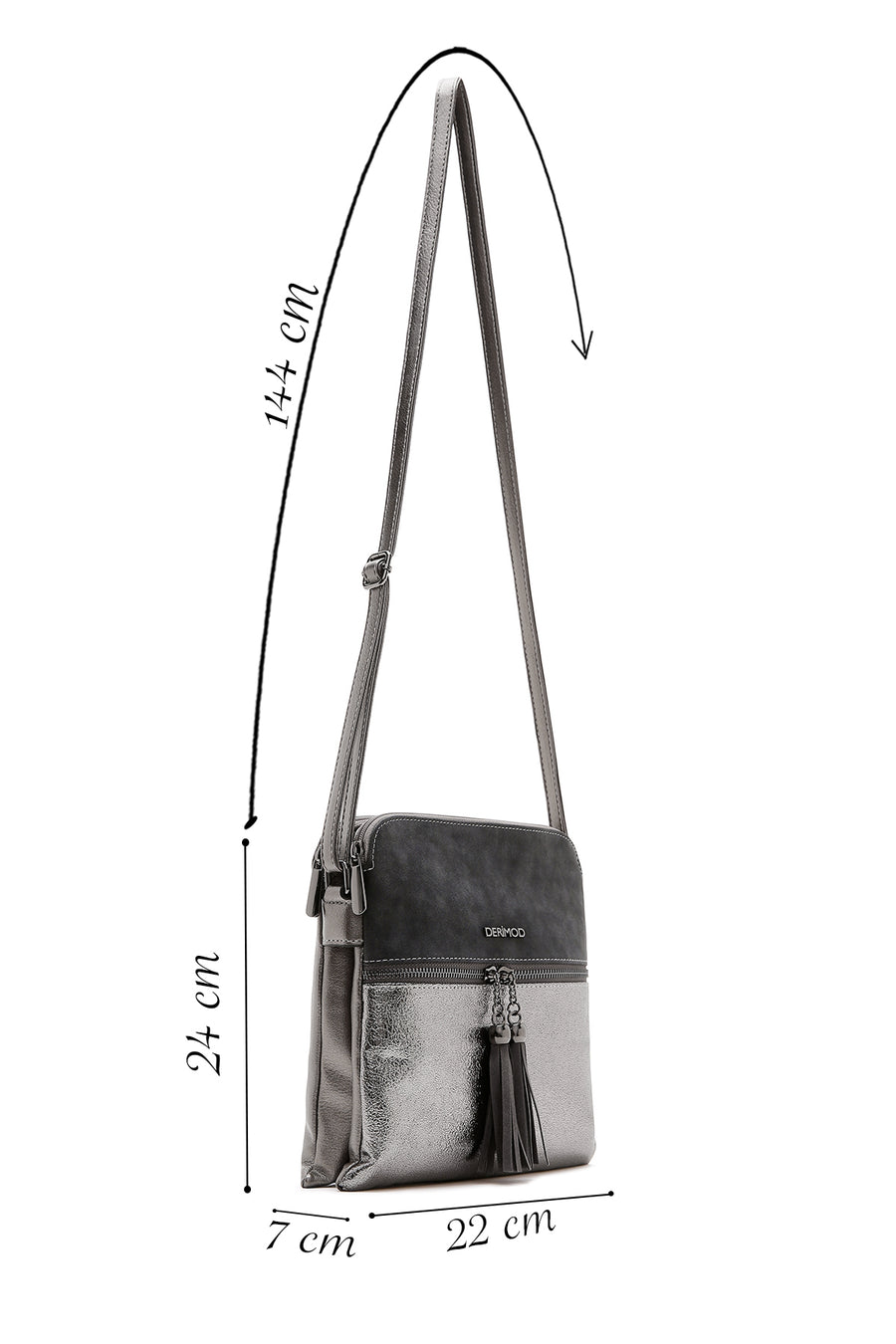 Women's Gray Long Strap Crossbody Bag