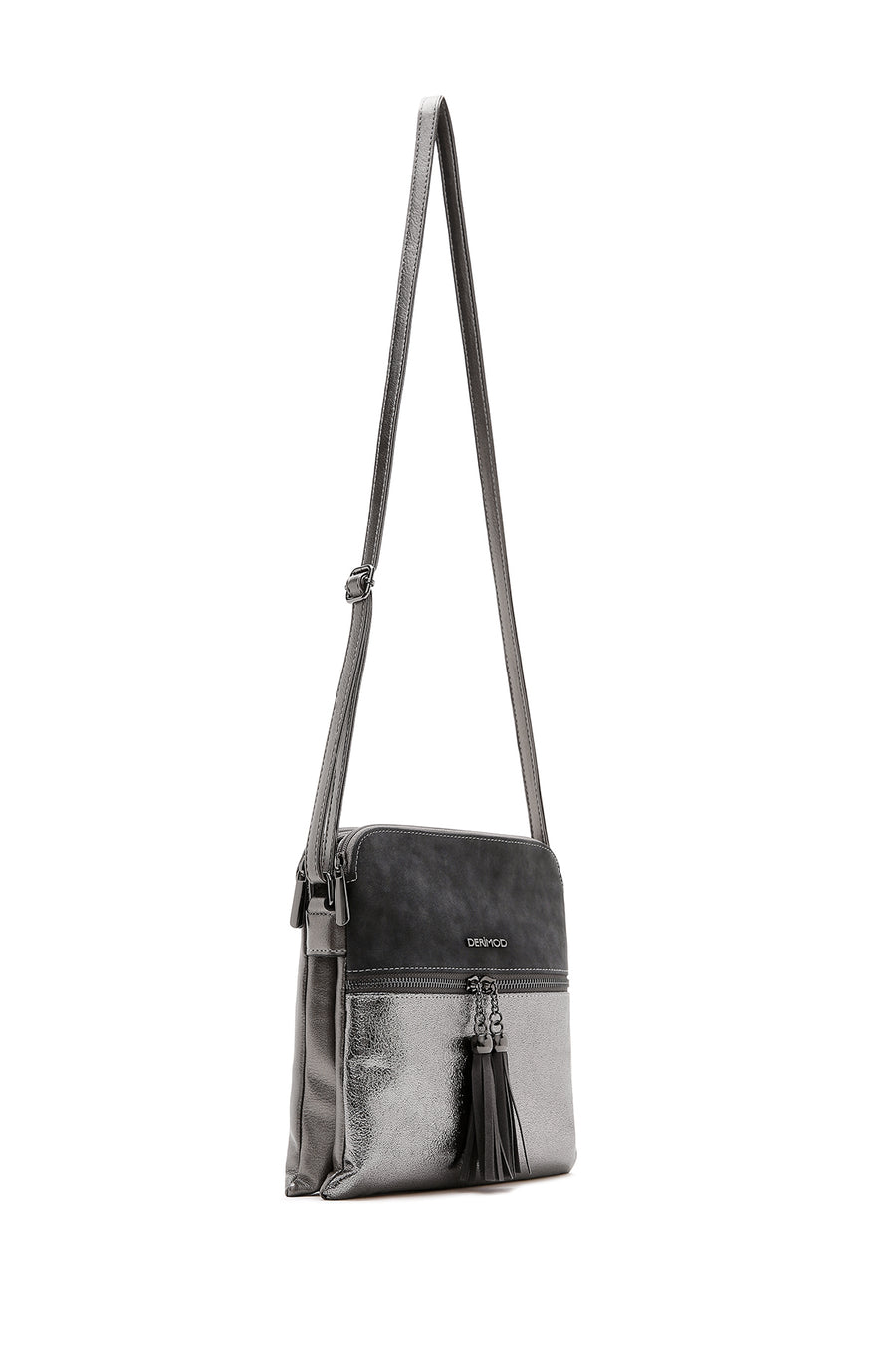 Women's Gray Long Strap Crossbody Bag