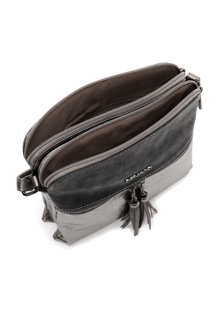 Women's Gray Long Strap Crossbody Bag