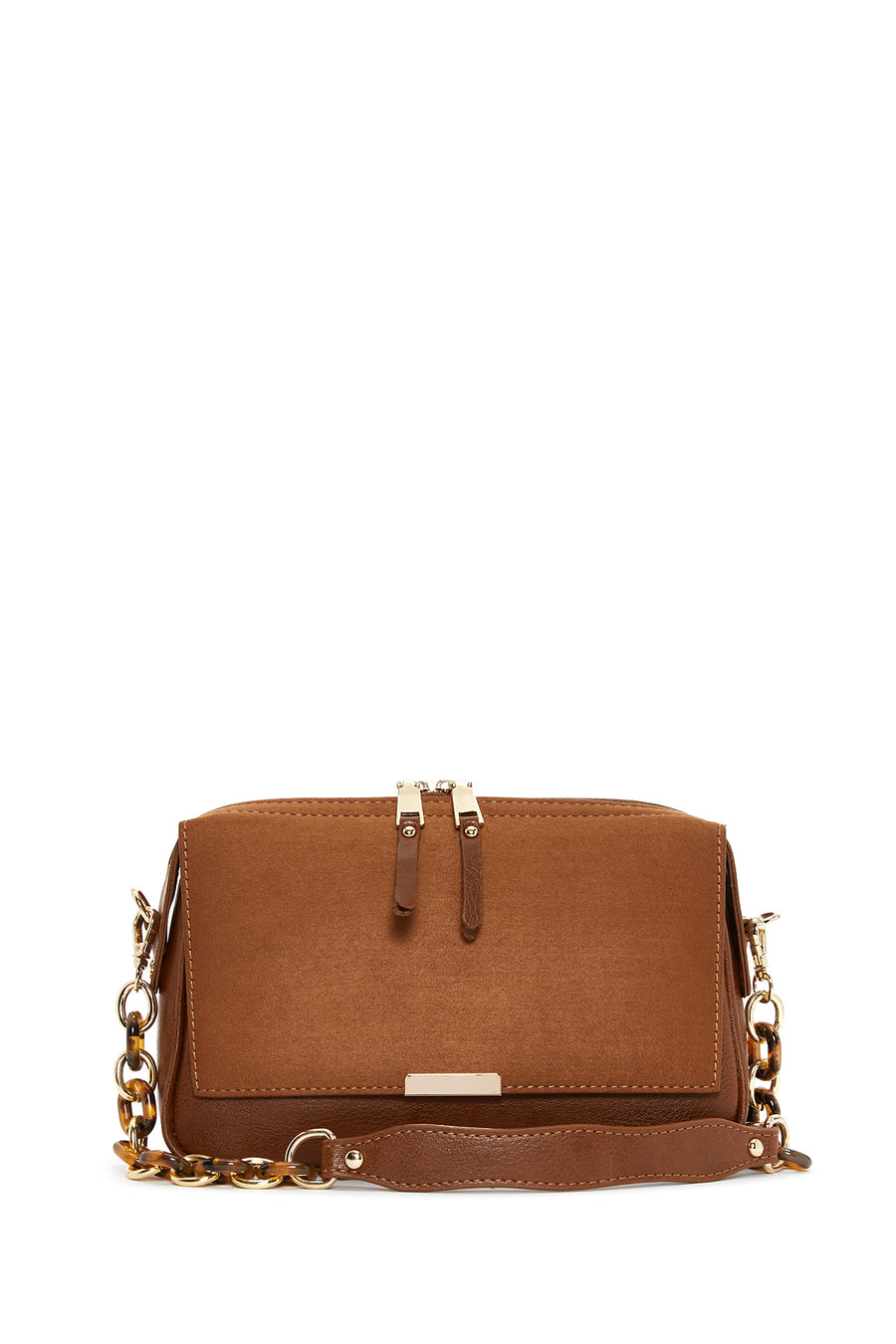 Women's Tan Chain Strap Suede Crossbody Bag 25ABD210210 | Derimod