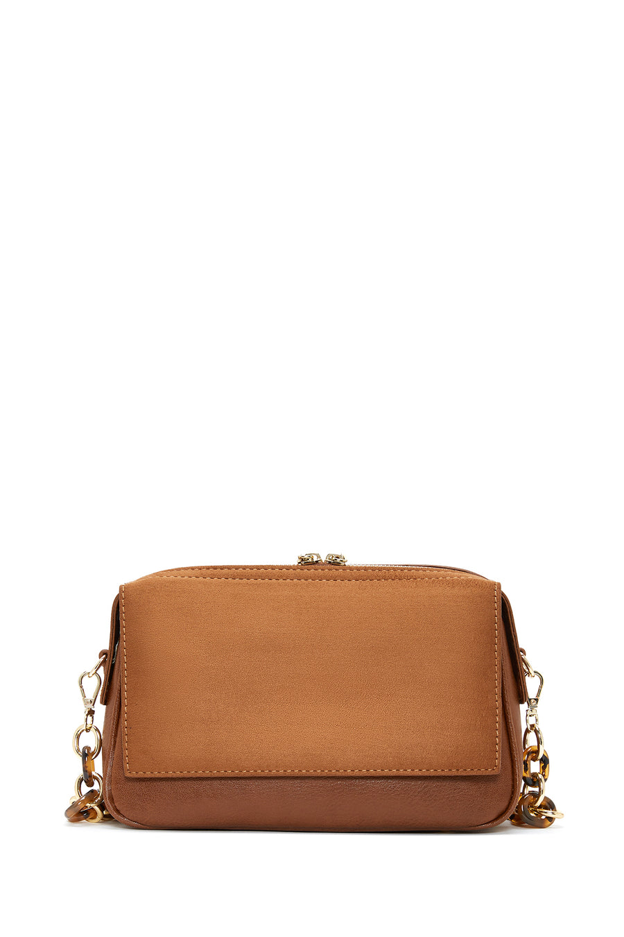 Women's Tan Chain Strap Suede Crossbody Bag