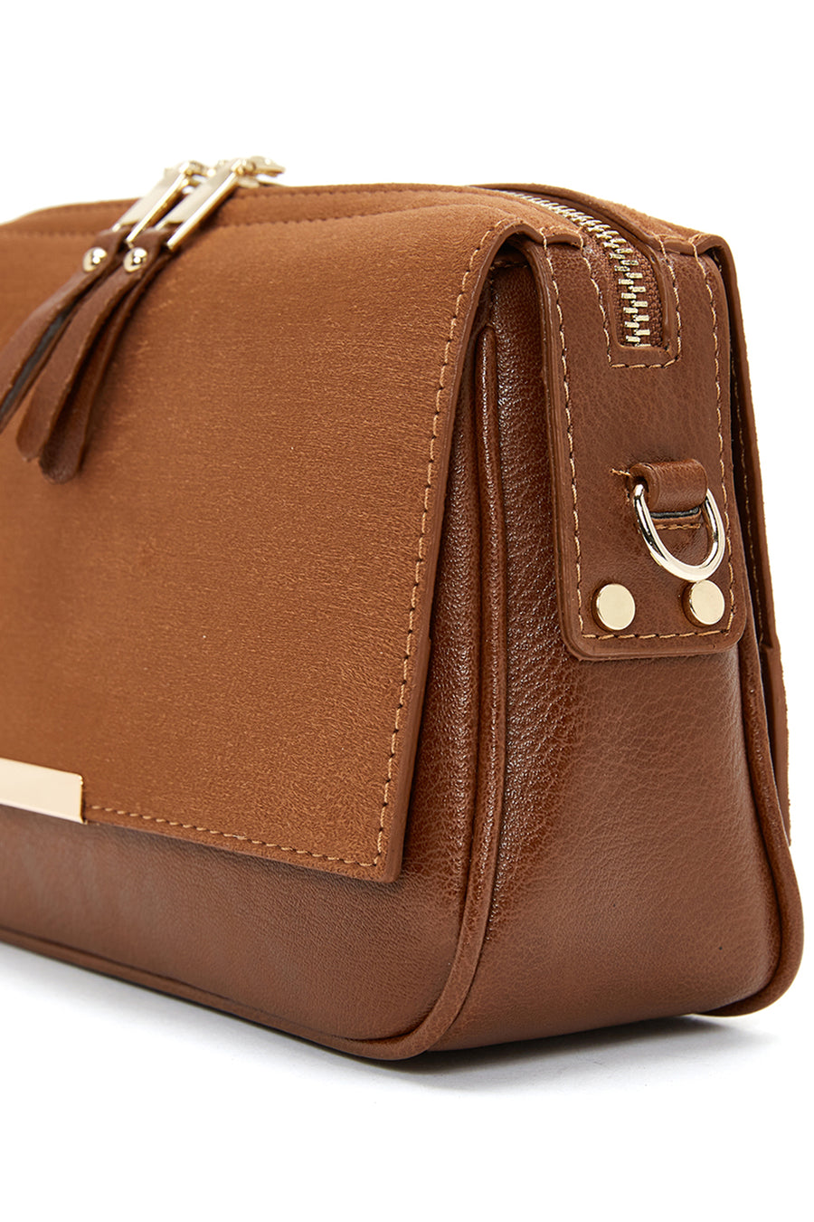 Women's Tan Chain Strap Suede Crossbody Bag