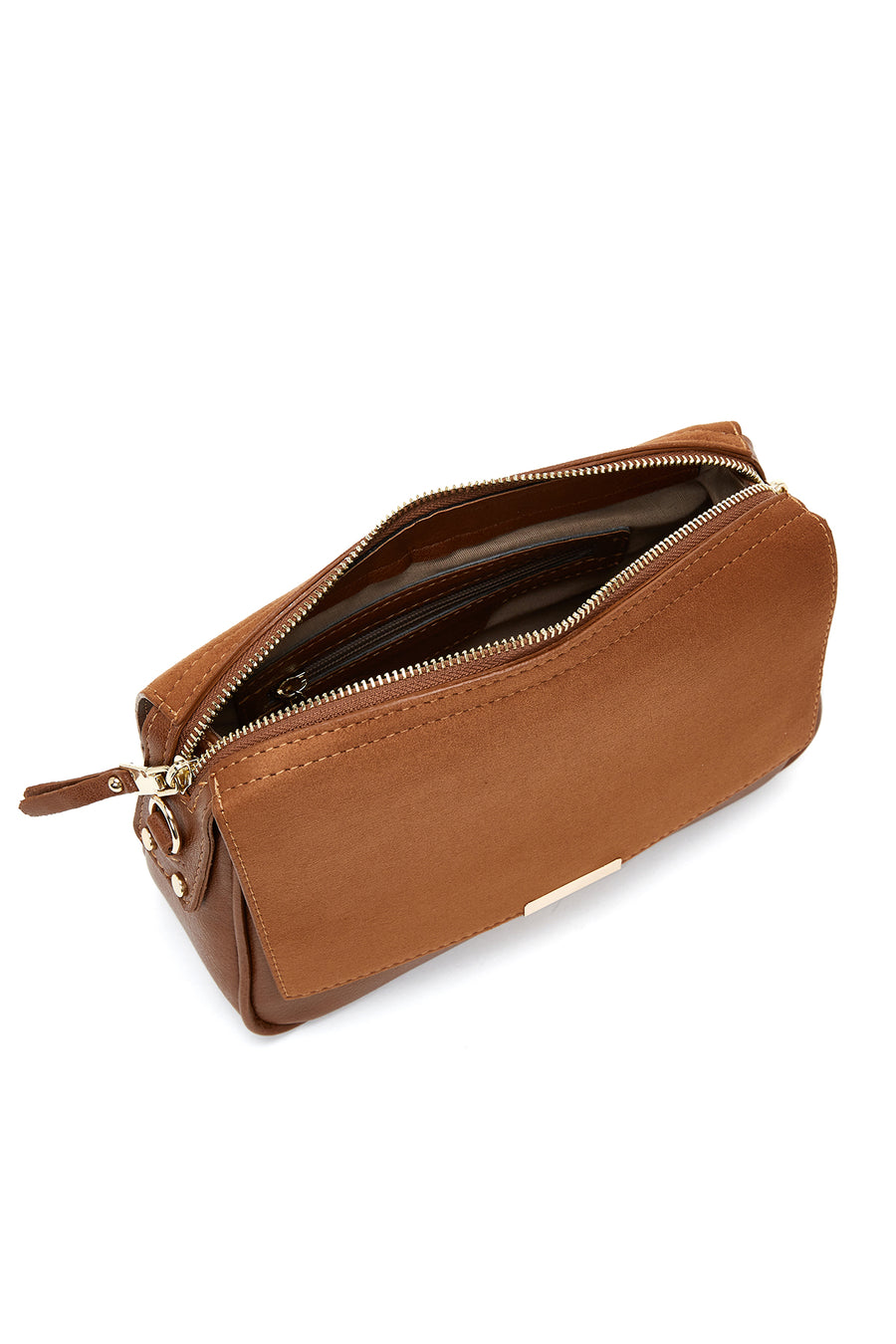 Women's Tan Chain Strap Suede Crossbody Bag
