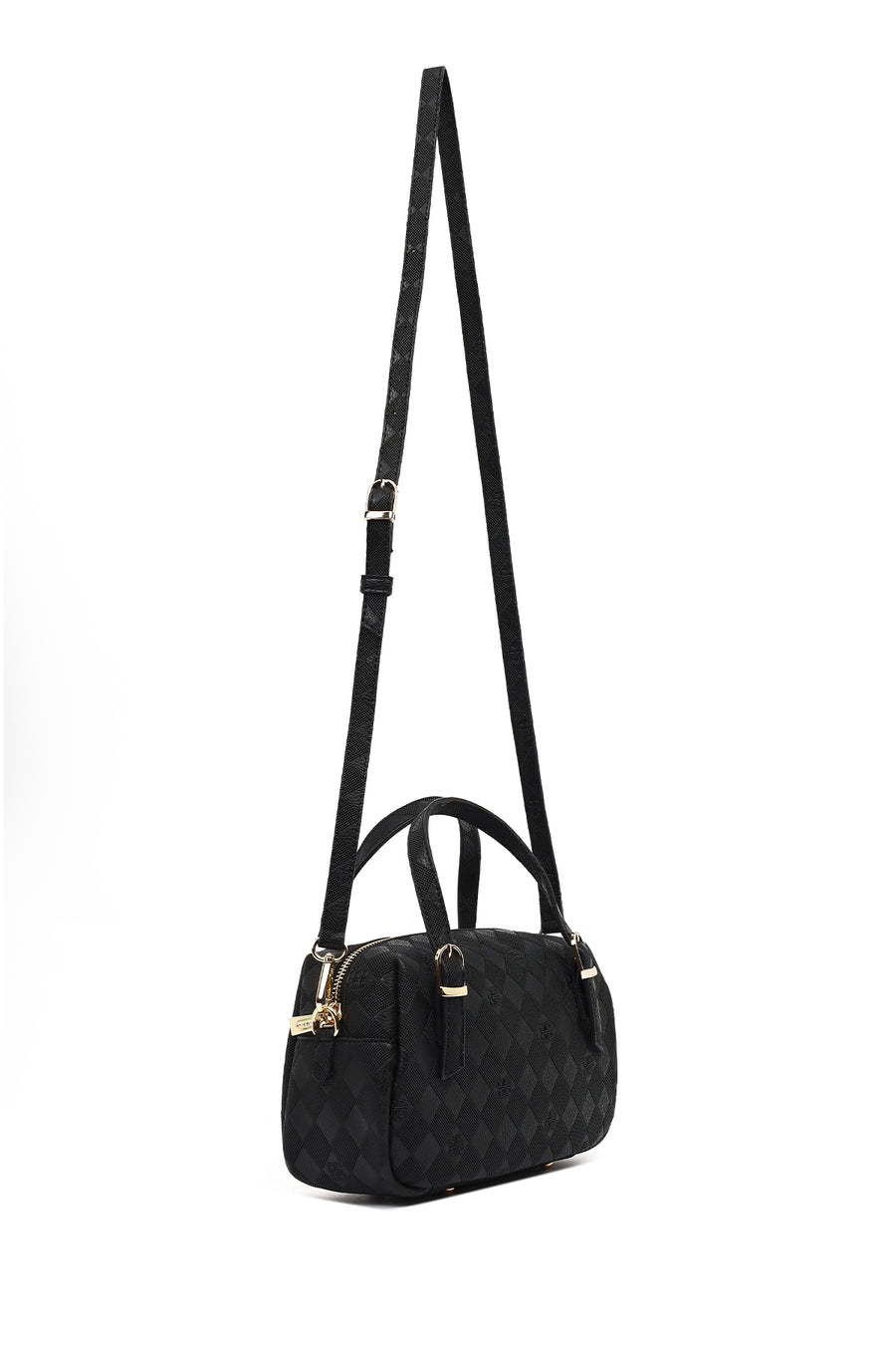Women's Black Long Strap Printed Crossbody Bag
