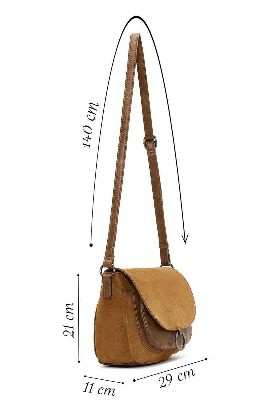 Woman Tan Long Strap Crossbody Bag