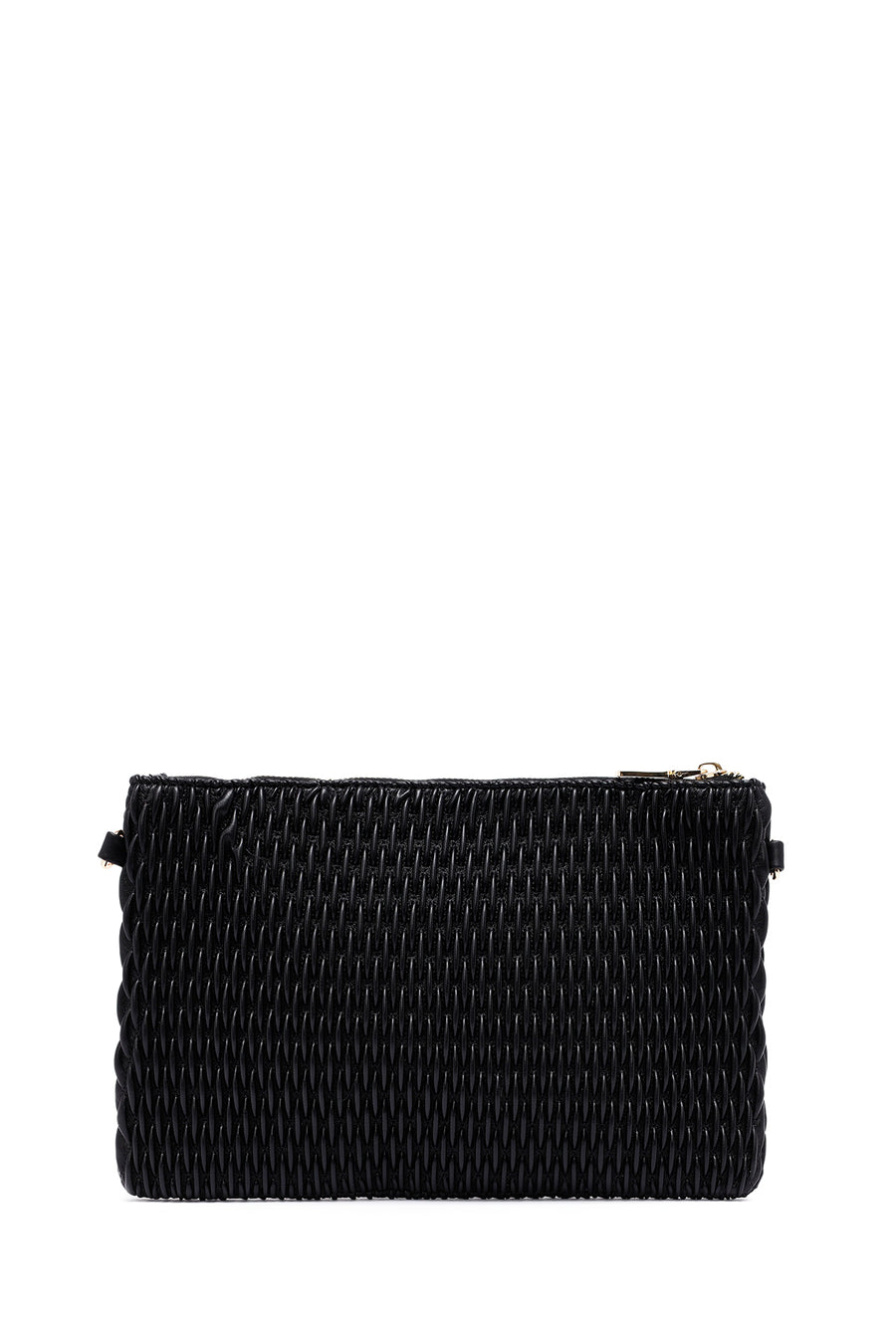 Woman Black Long Chain Strap Printed Clutch Bag