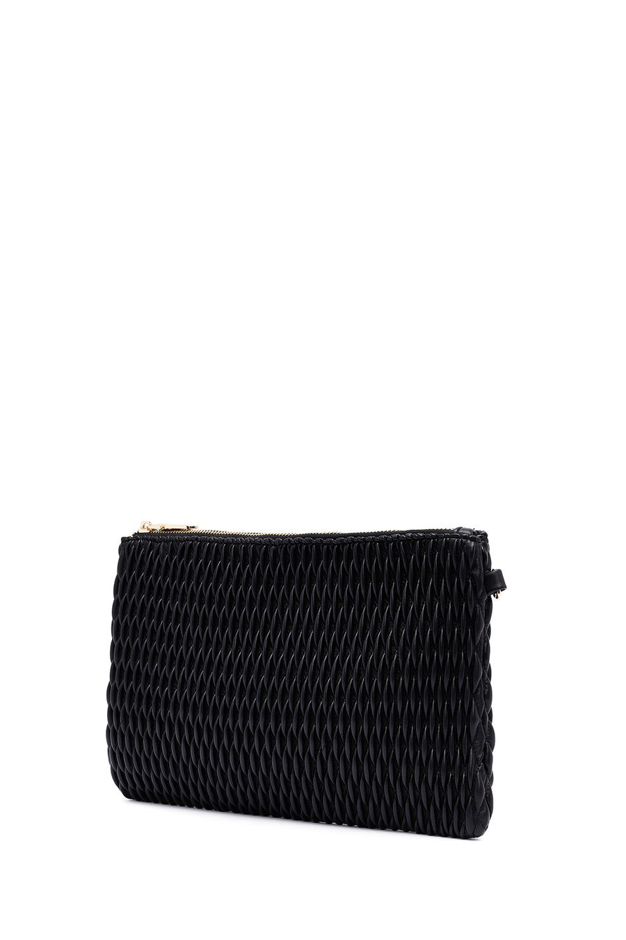Woman Black Long Chain Strap Printed Clutch Bag