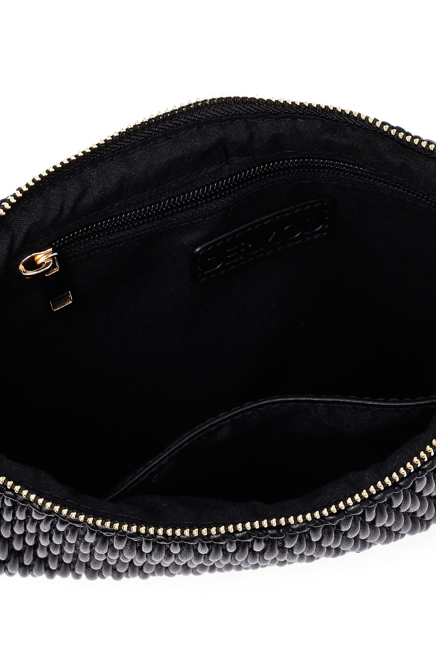 Woman Black Long Chain Strap Printed Clutch Bag