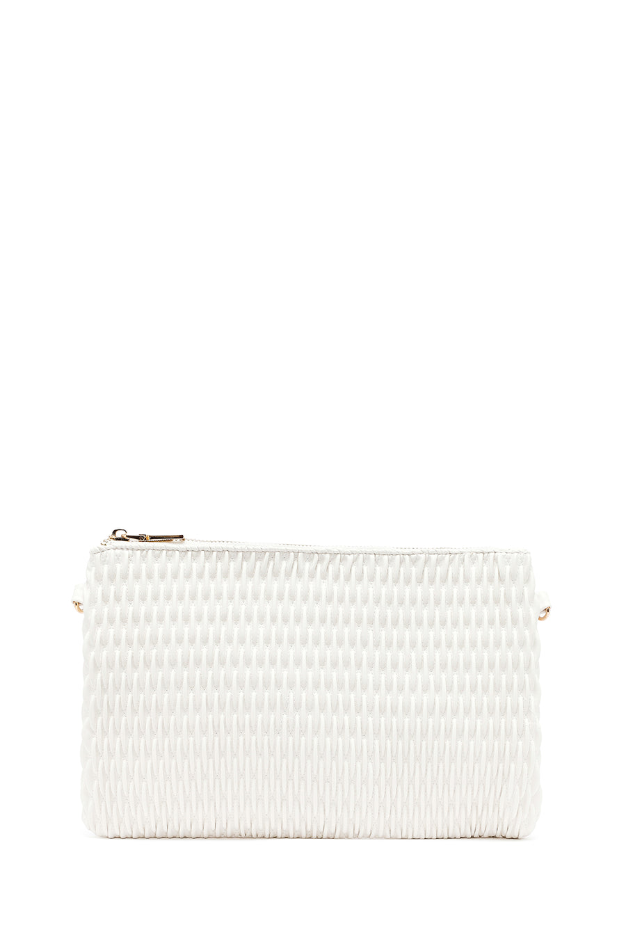 Woman Cream Long Chain Strap Printed Clutch Bag