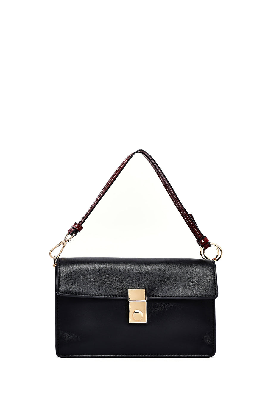 Woman Black Long Strap Crossbody Bag