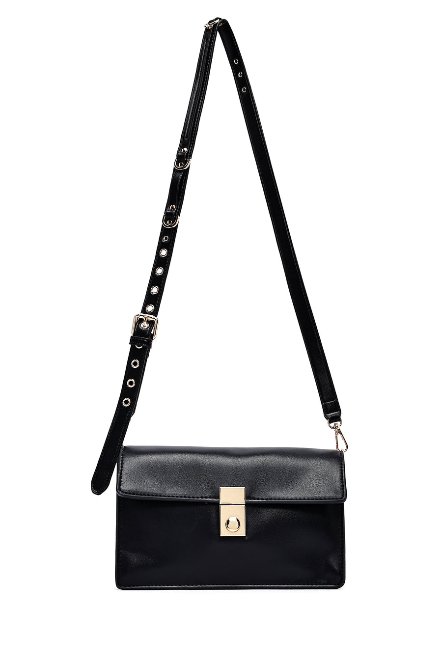 Woman Black Long Strap Crossbody Bag