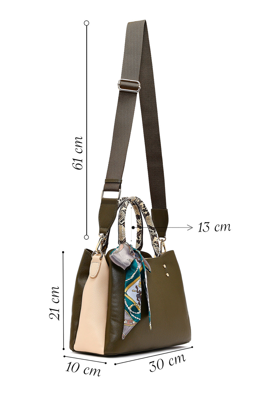 Women's Green Long Strapped Accessorized Shoulder Bag