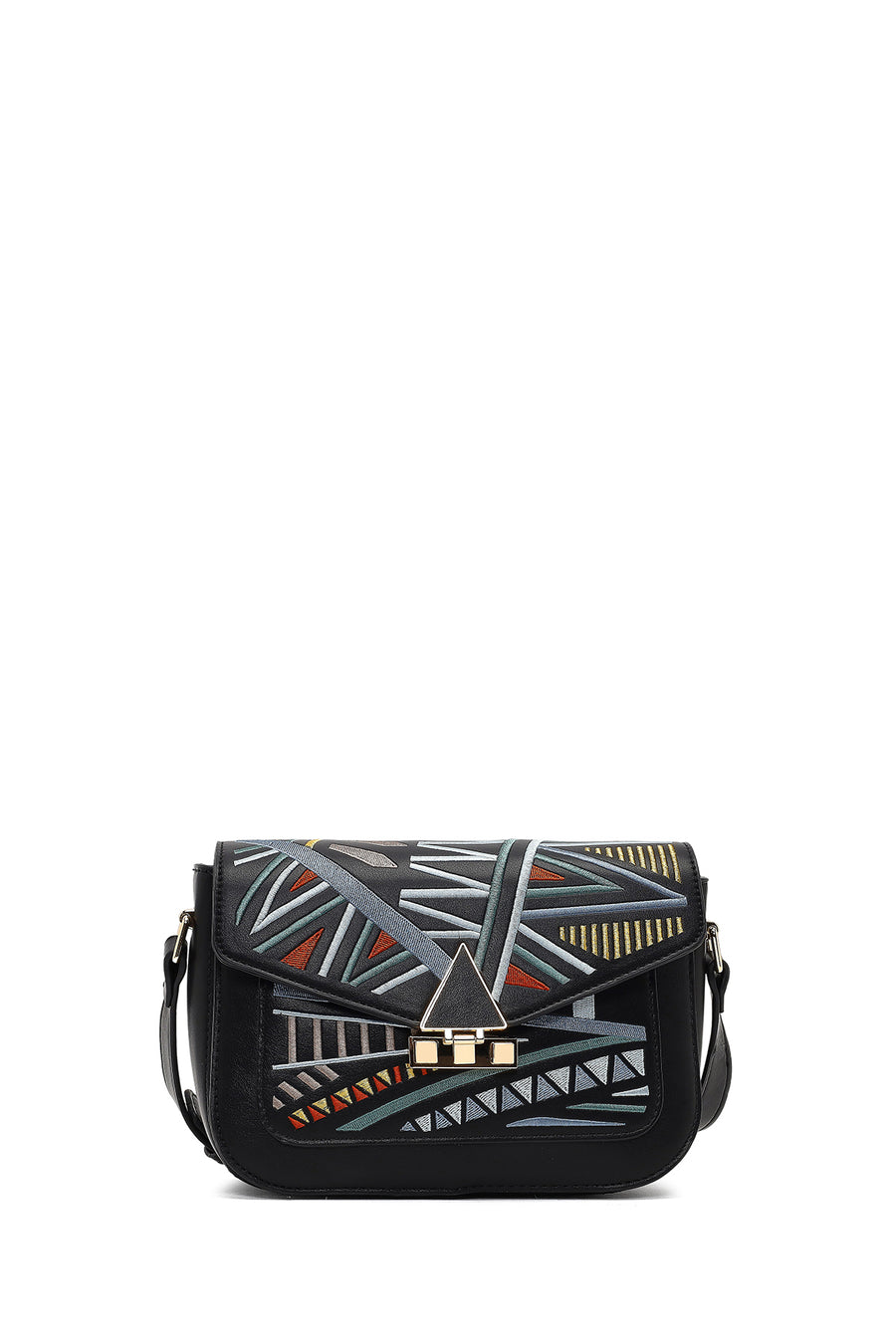 Women's Black Printed Crossbody Bag