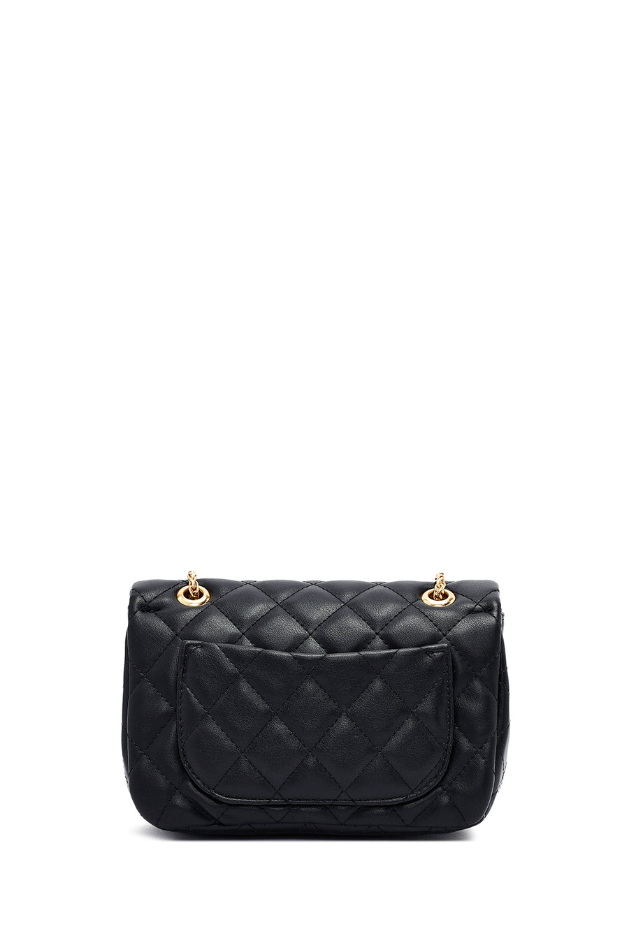 Woman Black Long Strap Quilted Shoulder Bag