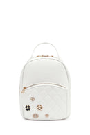 Woman Quilted Backpack with White Accessories | Derimod