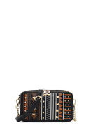 Women's Black Long Strapped Printed Crossbody Bag | Derimod