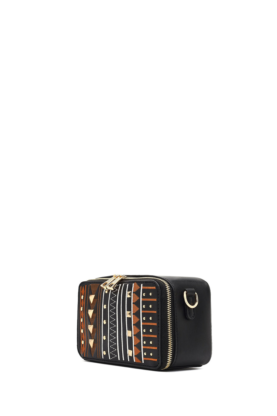 Women's Black Long Strapped Printed Crossbody Bag