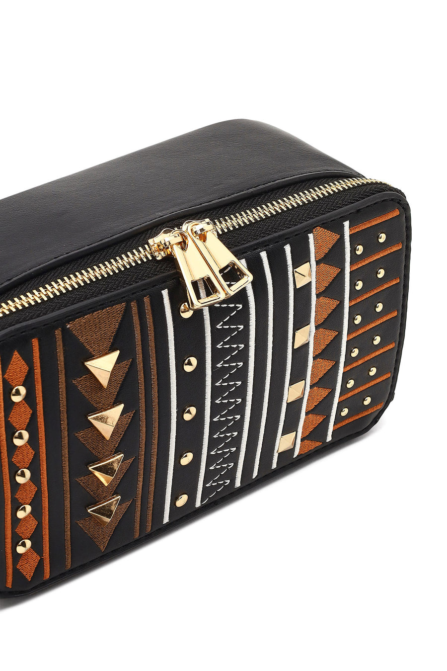 Women's Black Long Strapped Printed Crossbody Bag
