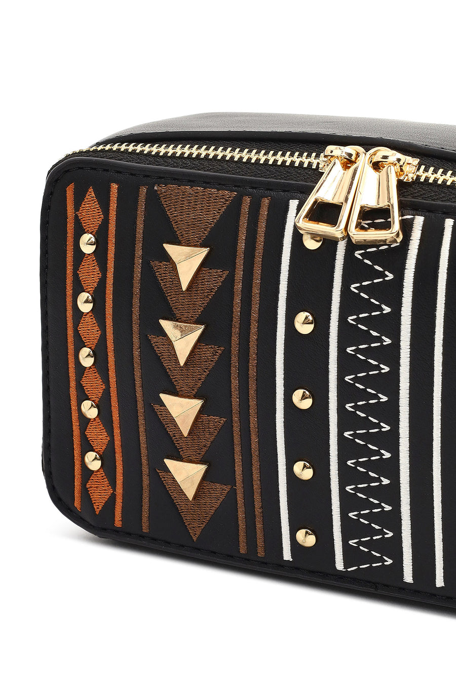 Women's Black Long Strapped Printed Crossbody Bag
