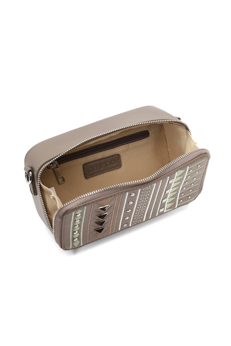 Women's Taupe Long Strapped Printed Crossbody Bag