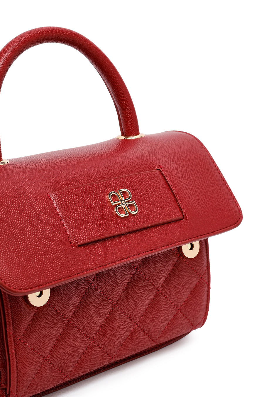 Woman Burgundy Long Strap Quilted Mini Crossbody Bag