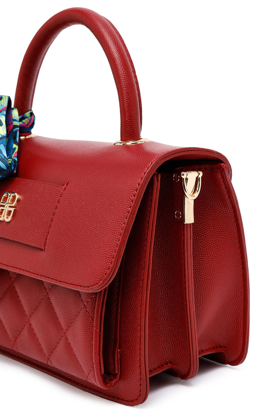 Woman Burgundy Long Strap Quilted Mini Crossbody Bag