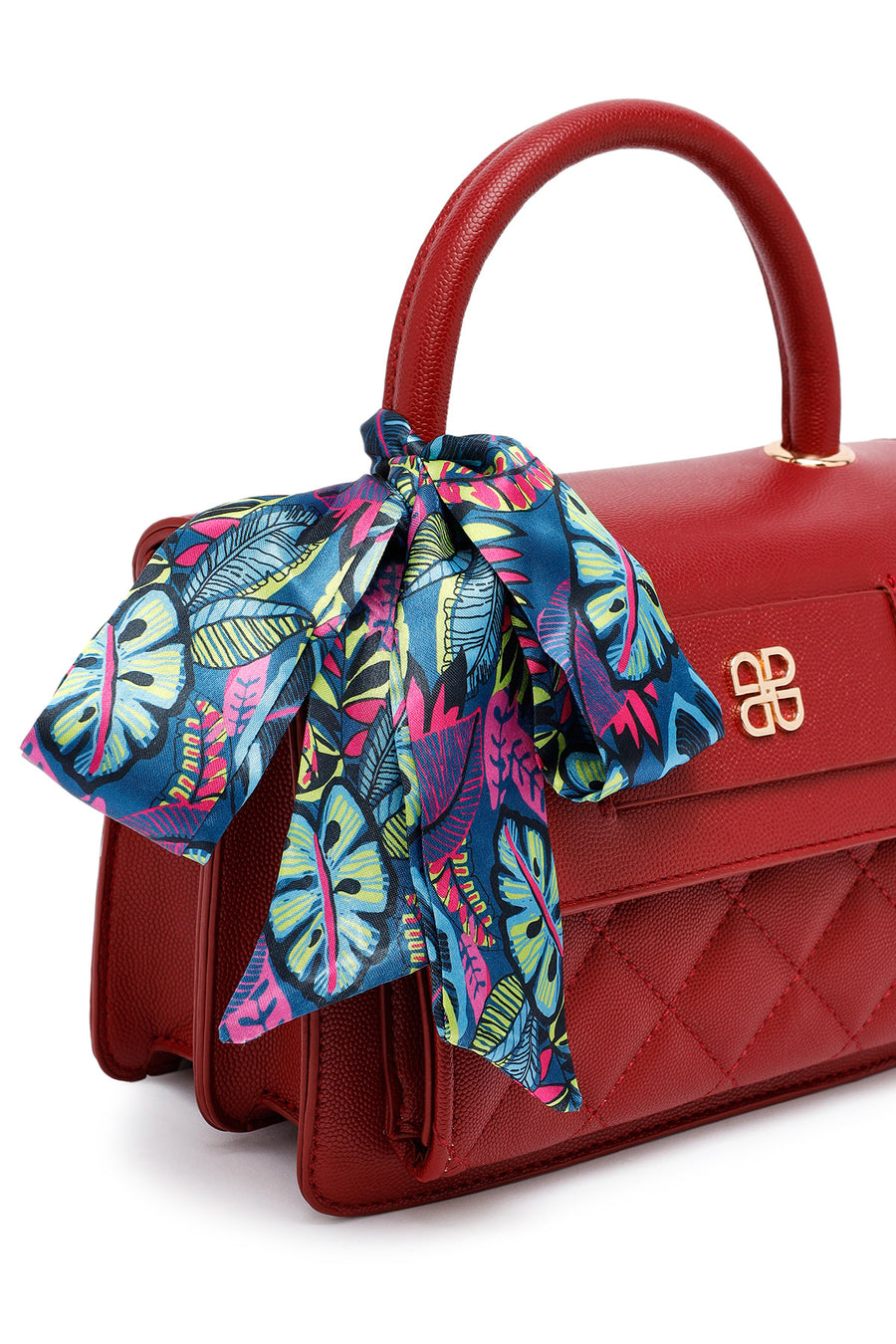 Woman Burgundy Long Strap Quilted Mini Crossbody Bag