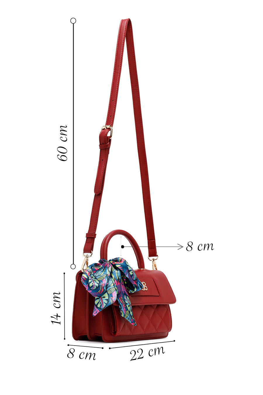 Woman Burgundy Long Strap Quilted Mini Crossbody Bag