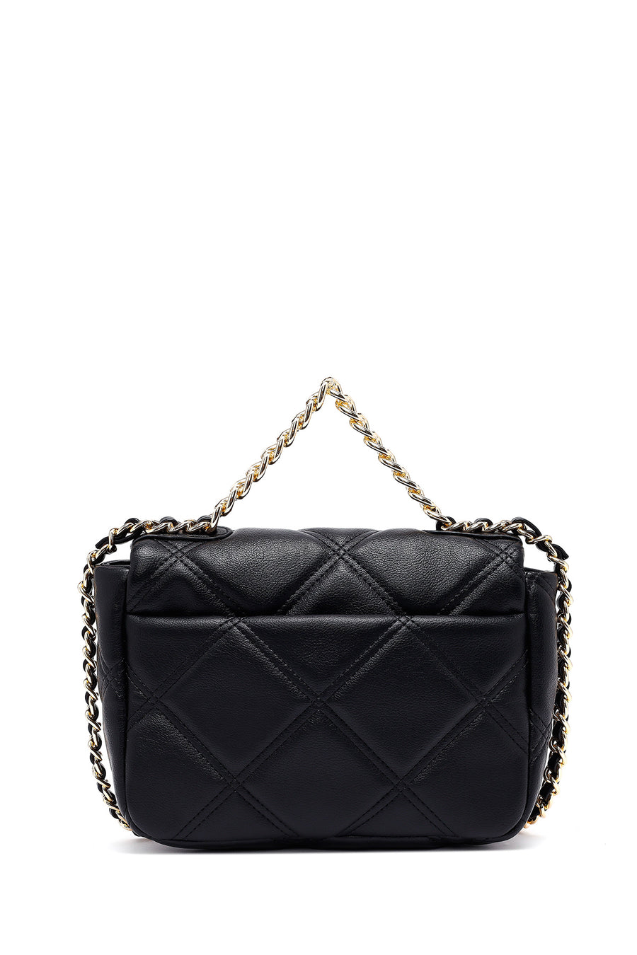 Woman Black Long Strap Quilted Crossbody Bag