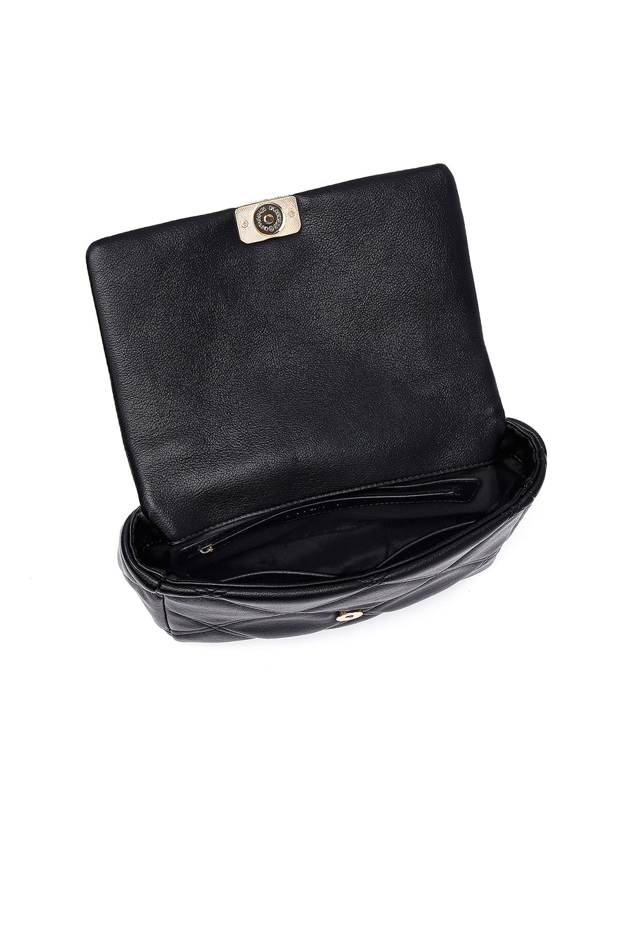 Woman Black Long Strap Quilted Crossbody Bag